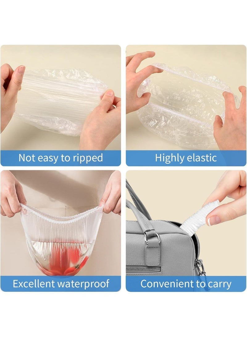 Chabeia 100 PCS Disposable Shower Caps, Plastic Clear Hair Cap, Large Thick Waterproof Bath Caps for Women, Multi-Purpose Thickening Elastic Bath Cap - Image 3